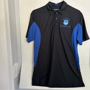 Sport-Tek Polo bluewblack side blocked Sz L custom